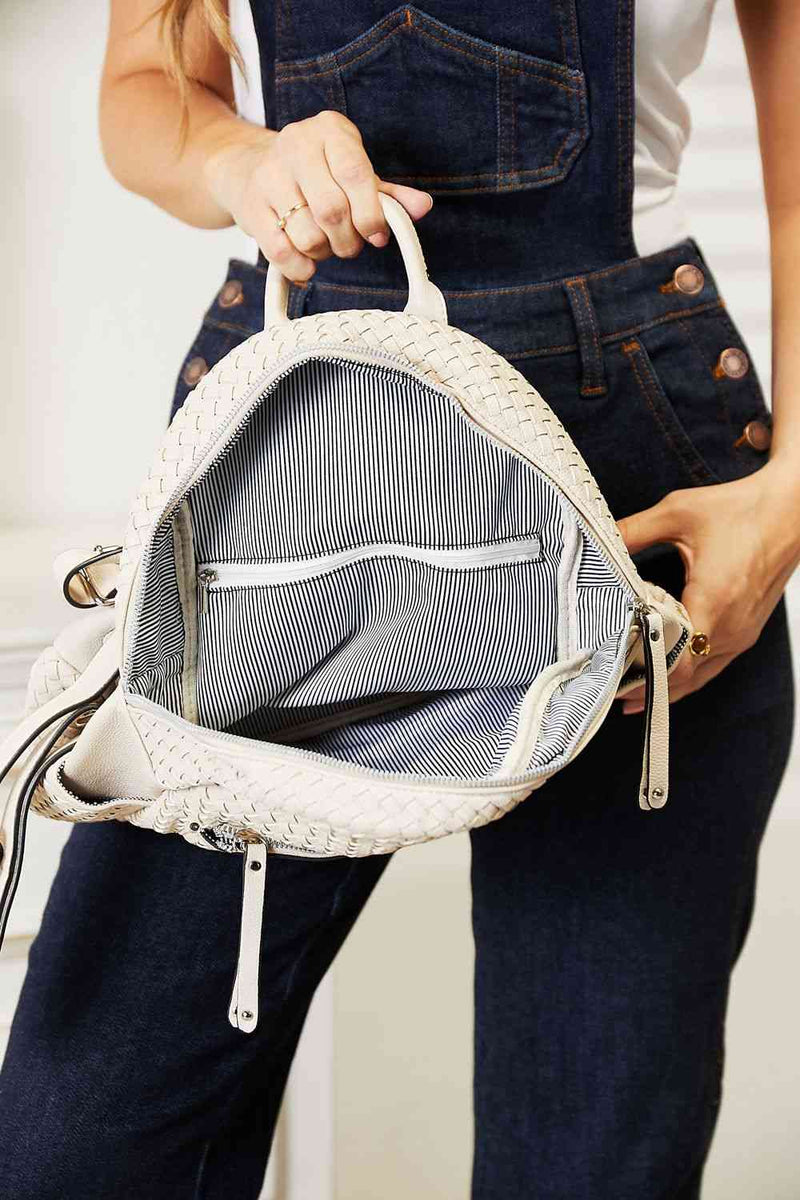 Woven PU Leather Backpack