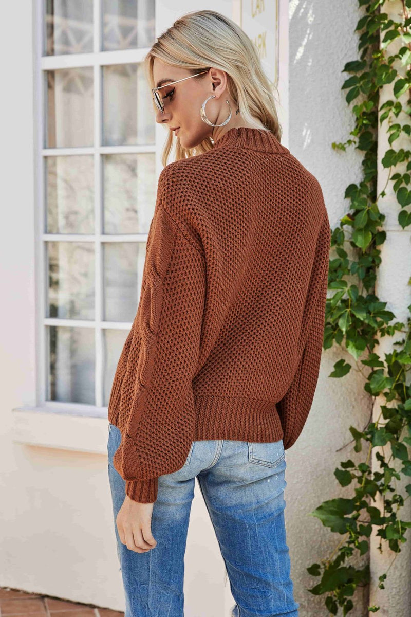 Hudson Mixed Knit Crewneck Drop Shoulder Sweater