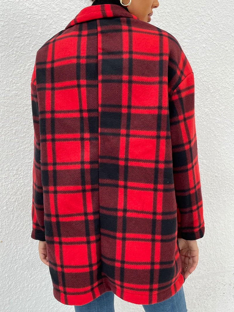 Rowen Plaid Lapel Collar Coat with Pockets -- Deal of the day!