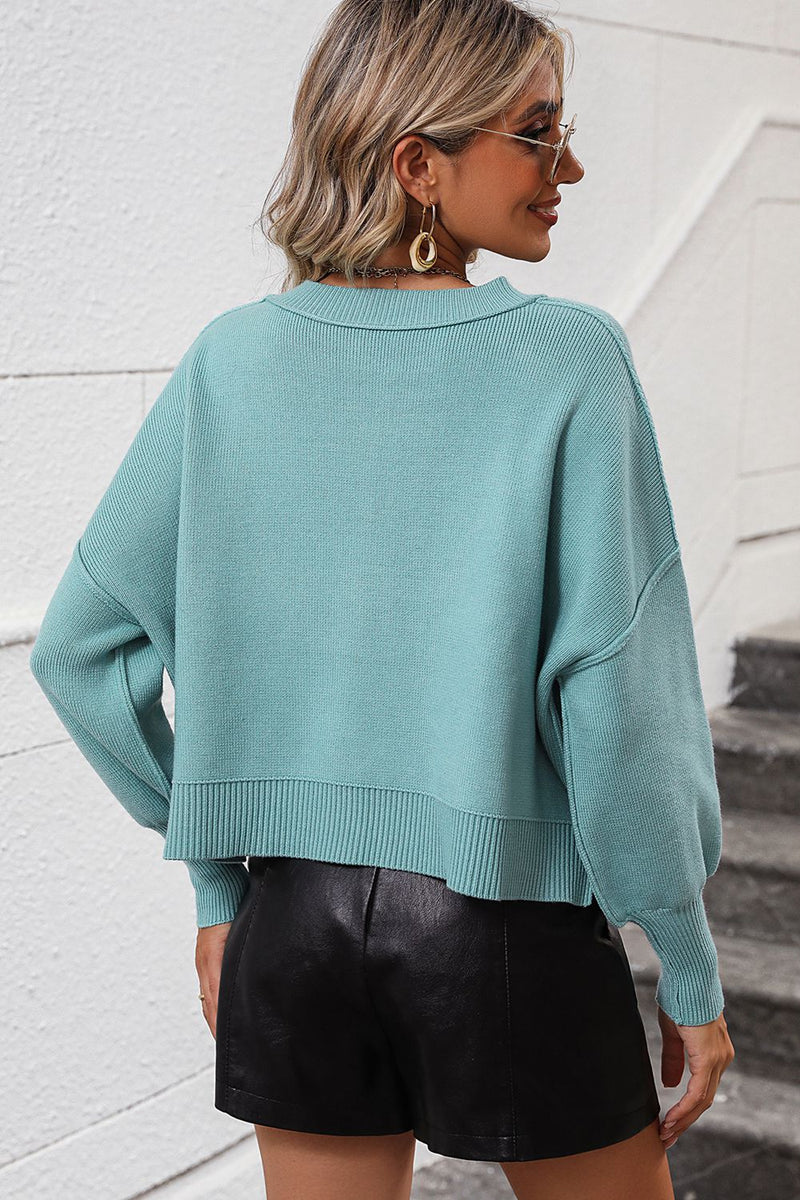 Gwen Round Neck Dropped Shoulder Pullover Sweater