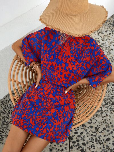 Sienna Tied Printed Mock Neck Mini Dress