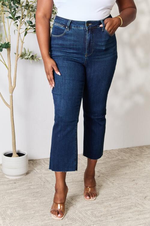 Perry Full Size Raw Hem Straight Jeans