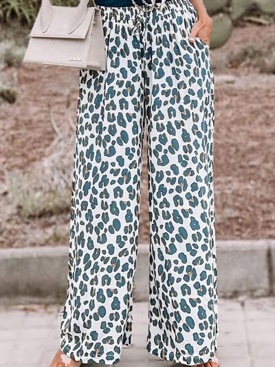 Clove Leopard Pocketed Wide Leg Pants