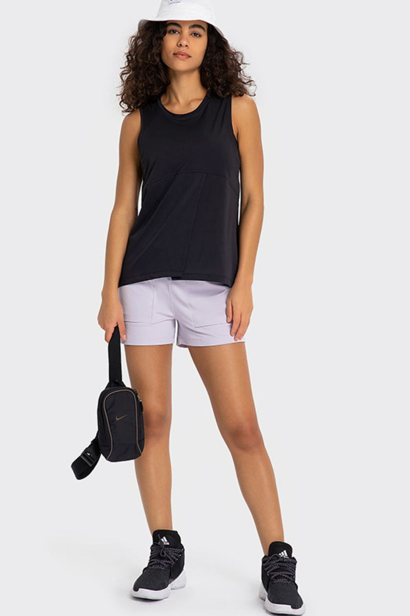 Pepper Elastic Waist Sports Shorts with Pockets