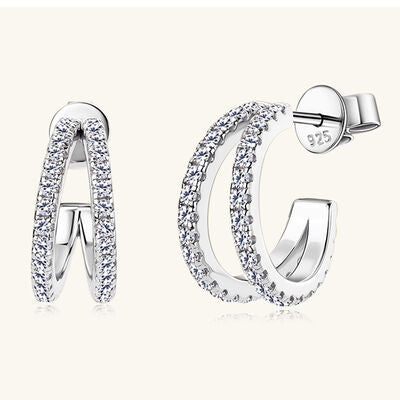 Lab Create Diamond 925 Sterling Silver C-Hoop Earrings