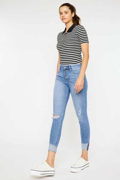 Ashton Distressed Cat's Whiskers Button Fly Jeans
