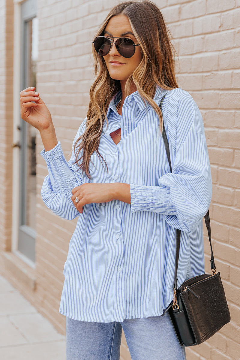 Scout Striped Lantern Sleeve Collared Shirt