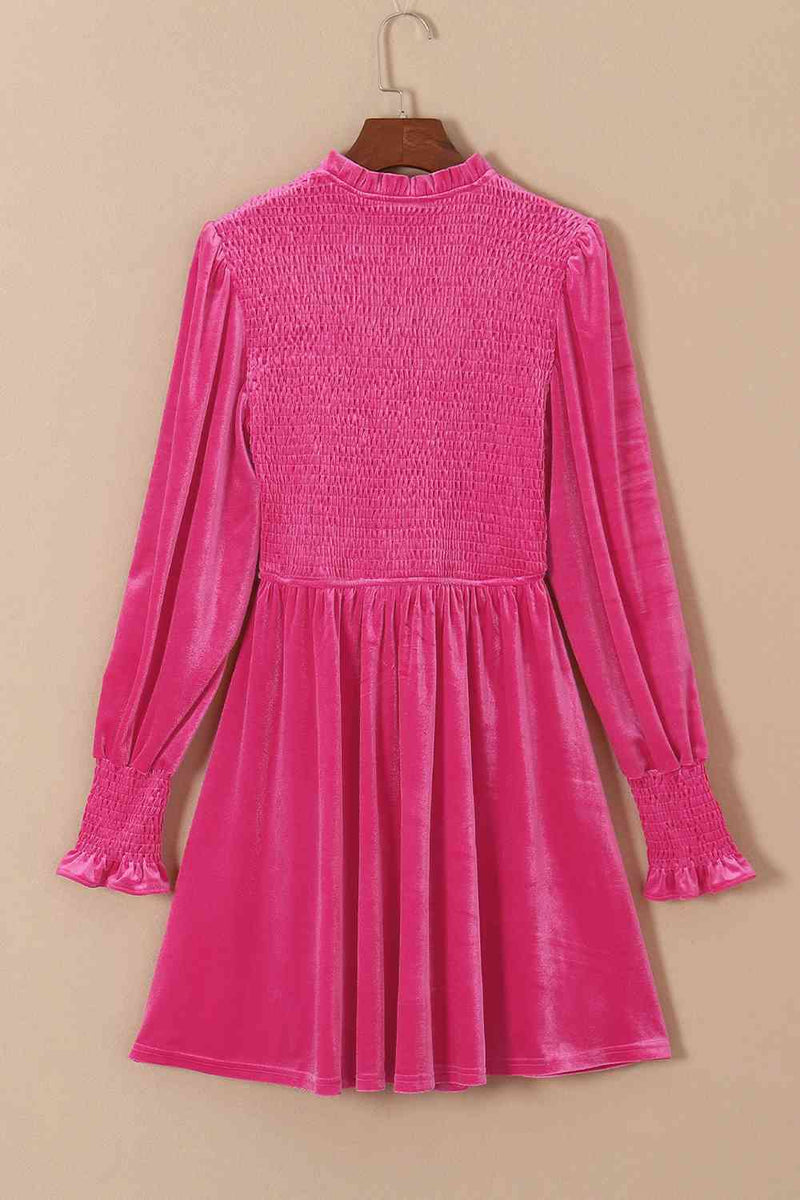 Blakely Smocked Round Neck Long Sleeve Dress