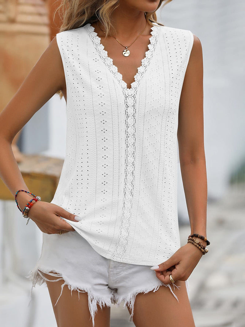 Deal of the Day Claire Spliced Lace V-Neck Sleeveless Tank