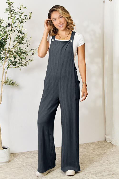 Carol Double Take Full Size Wide Strap Overall with Pockets