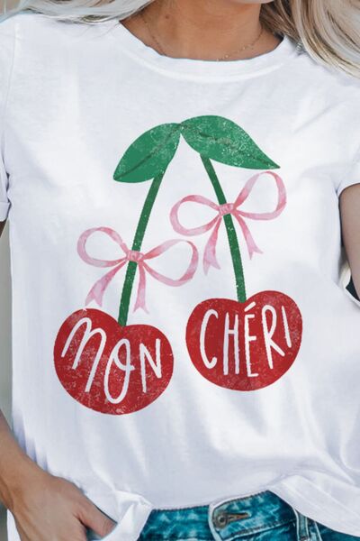 Cherry Round Neck Short Sleeve T-Shirt