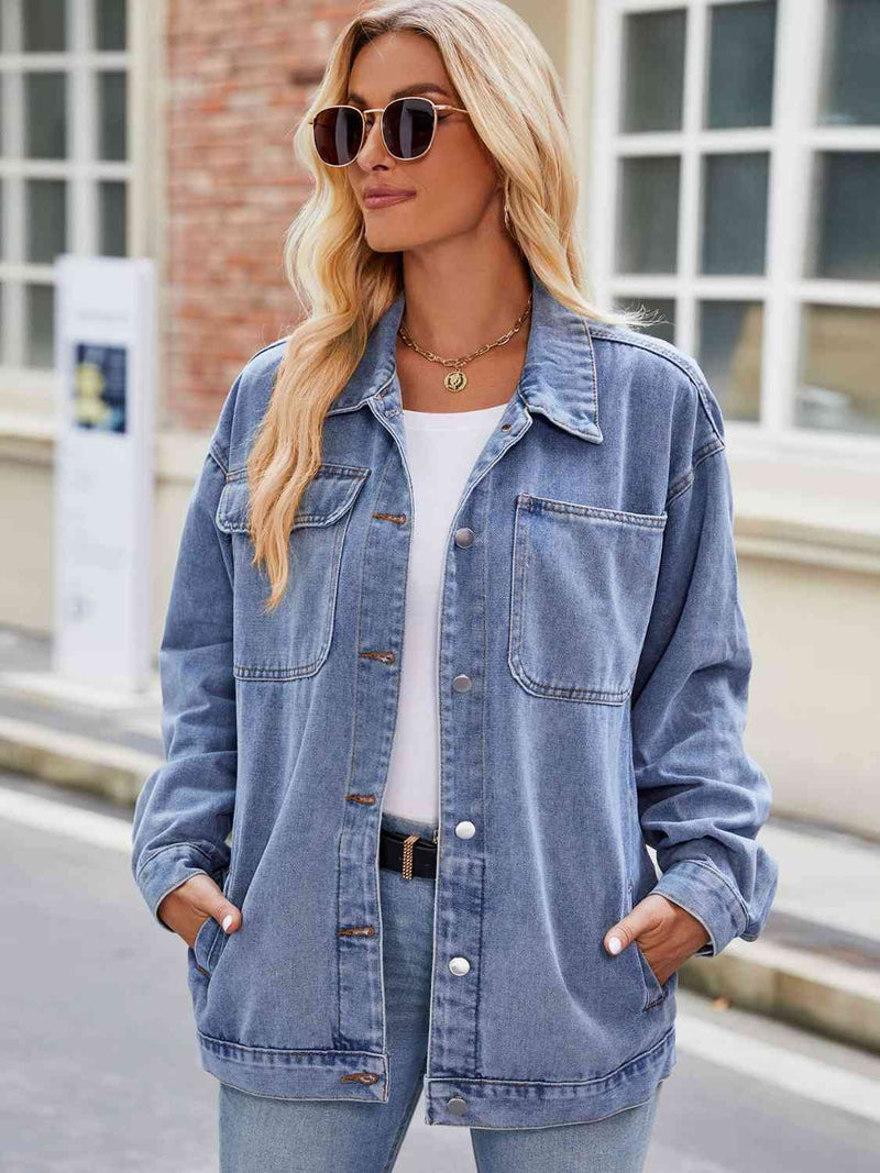 Norah Button Up Denim Jacket with Pockets
