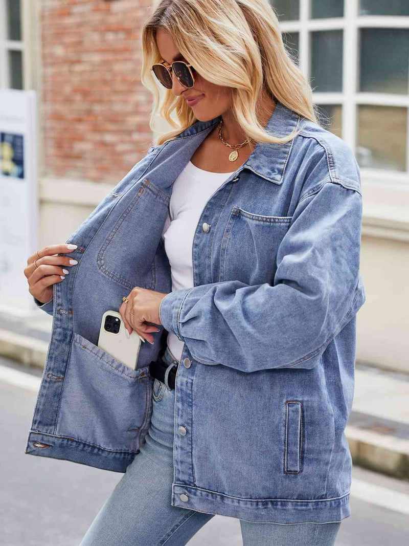 Norah Button Up Denim Jacket with Pockets