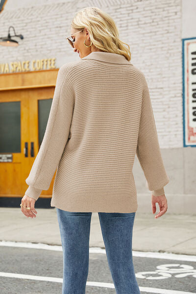 Jeslynn Ribbed Johnny Collar Pullover Sweater - Deal of the Day!
